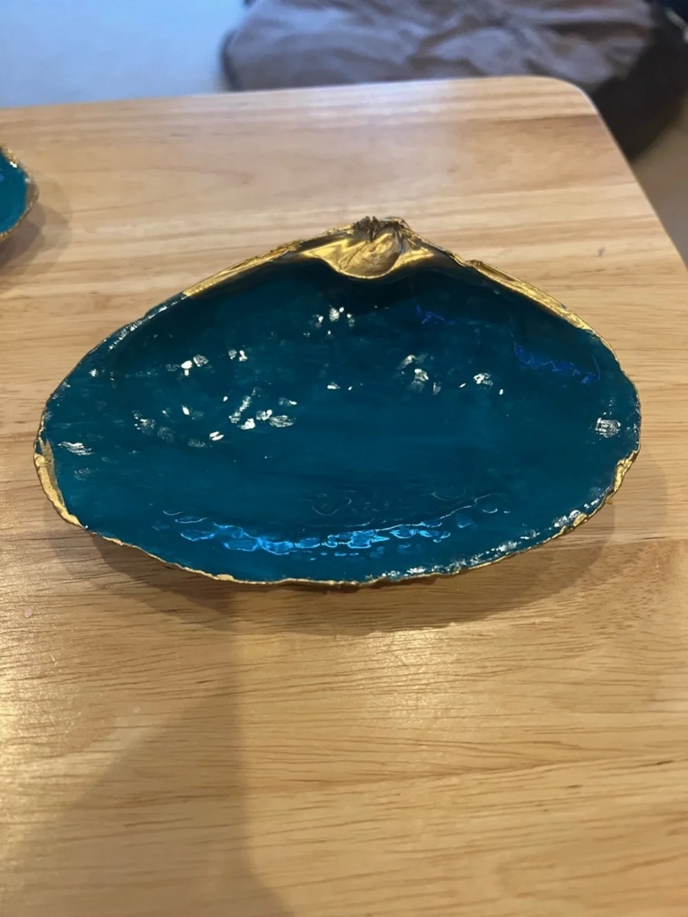 Teal & Gold Shell Trinket Dish – Coastal Decor 🌊✨